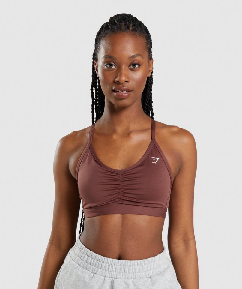 Staniki Sportowe Gymshark Ruched Damskie Ciemny Brązowe | PL 956UNY